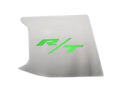 Brushed Factory Anti-Lock Brake Cover Top Plate with R/T Logo; Synergy Green Solid (15-23 Challenger)