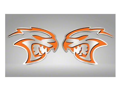 Brushed Hellcat Badges; HEMI Orange Inlay (15-23 Challenger Hellcat)