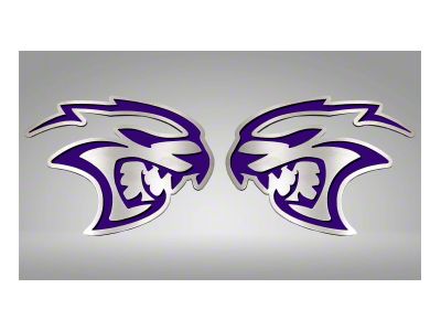 Brushed Hellcat Badges; Plum Crazy Purple Inlay (15-23 Challenger Hellcat)