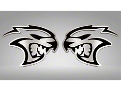 Brushed Hellcat Badges; Black Inlay Solid (15-23 Challenger Hellcat)