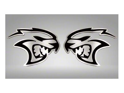 Brushed Hellcat Badges; Black Inlay Solid (15-23 Challenger Hellcat)
