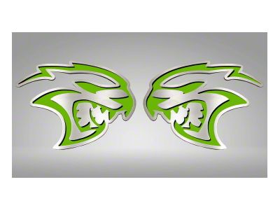 Brushed Hellcat Badges; Sublime Green Inlay (15-23 Challenger Hellcat)