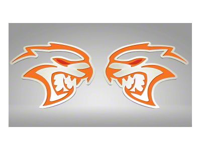 Brushed Hellcat Redeye Badges; HEMI Orange Inlay (15-23 Challenger Hellcat)