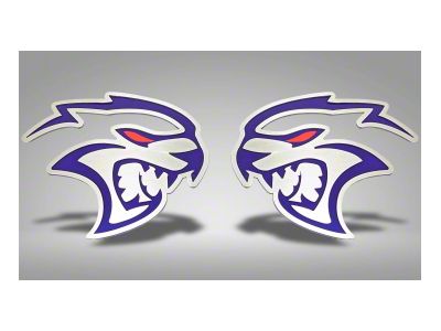 Brushed Hellcat Redeye Badges; Plum Crazy Purple Inlay (15-23 Challenger Hellcat)