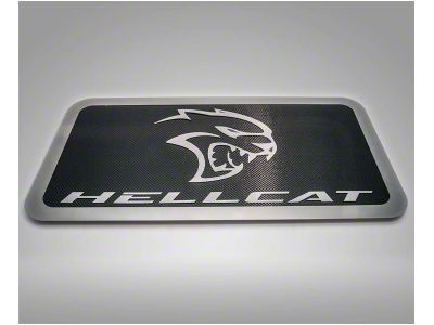 Car Show Display Plate with Hellcat Logo; Black Carbon Fiber (15-23 Challenger SRT Hellcat)