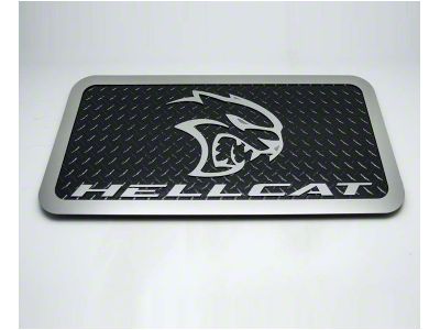 Car Show Display Plate with Hellcat Logo; Black Diamond Plate (15-23 Challenger SRT Hellcat)