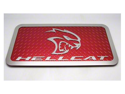 Car Show Display Plate with Hellcat Logo; Red Diamond Plate (15-23 Challenger SRT Hellcat)