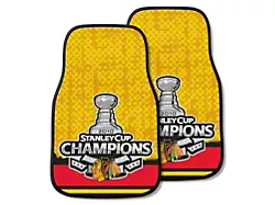 Carpet Front Floor Mats with Chicago Blackhawks 2010 NHL Stanley Cup Champions Logo; Yellow (Universal; Some Adaptation May Be Required)
