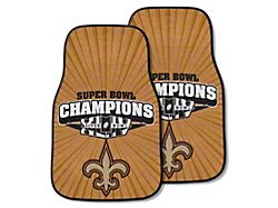 Carpet Front Floor Mats with New Orleans Saints 2010 Super Bowl XLIV Champions Logo; Gold (Universal; Some Adaptation May Be Required)