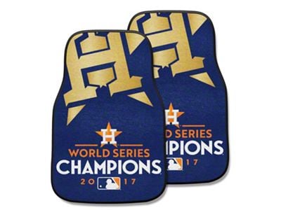 Carpet Front Floor Mats with Houston Astros 2017 MLB World Series Champions Logo; Navy (Universal; Some Adaptation May Be Required)