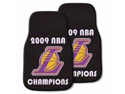Carpet Front Floor Mats with Los Angeles Lakers 2009 NBA Champions Logo; Black (Universal; Some Adaptation May Be Required)