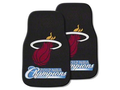 Carpet Front Floor Mats with Miami Heat 2012 NBA Champions Logo; Black (Universal; Some Adaptation May Be Required)