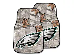 Carpet Front Floor Mats with Philadelphia Eagles Logo; Camo (Universal; Some Adaptation May Be Required)