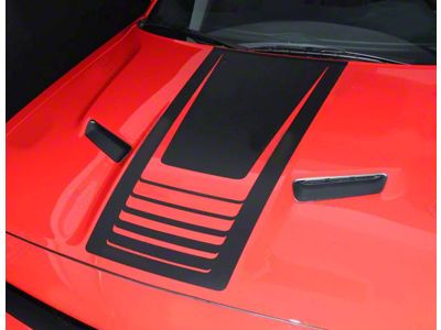 Center Hood Accent Stripes; Gloss Black (15-18 Challenger)