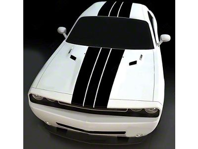 Center Top Triple Stripes; Gloss Black (11-14 Challenger)