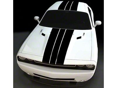 Center Top Triple Stripes; Gloss Black (15-18 Challenger)