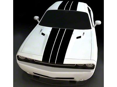 Center Top Triple Stripes; Gloss Black (19-23 Challenger)