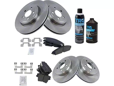 Ceramic Brake Rotor, Pad, Brake Fluid and Cleaner Kit; Front and Rear (08-19 Challenger w/ 13.60-Inch Front Rotors & Vented Rear Rotors)