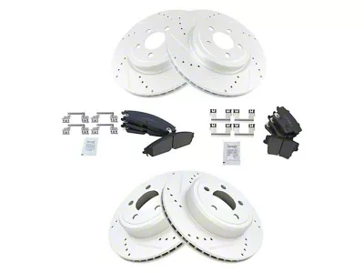 Ceramic Performance Brake Rotor and Pad Kit; Front and Rear (08-23 Challenger w/ 13.60-Inch Front Rotors)