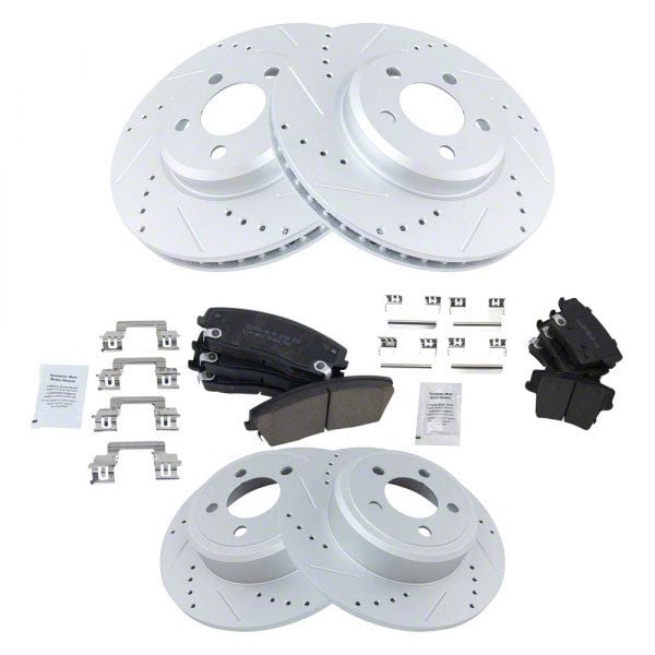 Challenger Ceramic Performance Brake Rotor and Pad Kit; Front and Rear