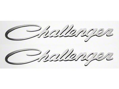 Challenger Script Style Side Fender Emblems; Polished (08-23 Challenger)