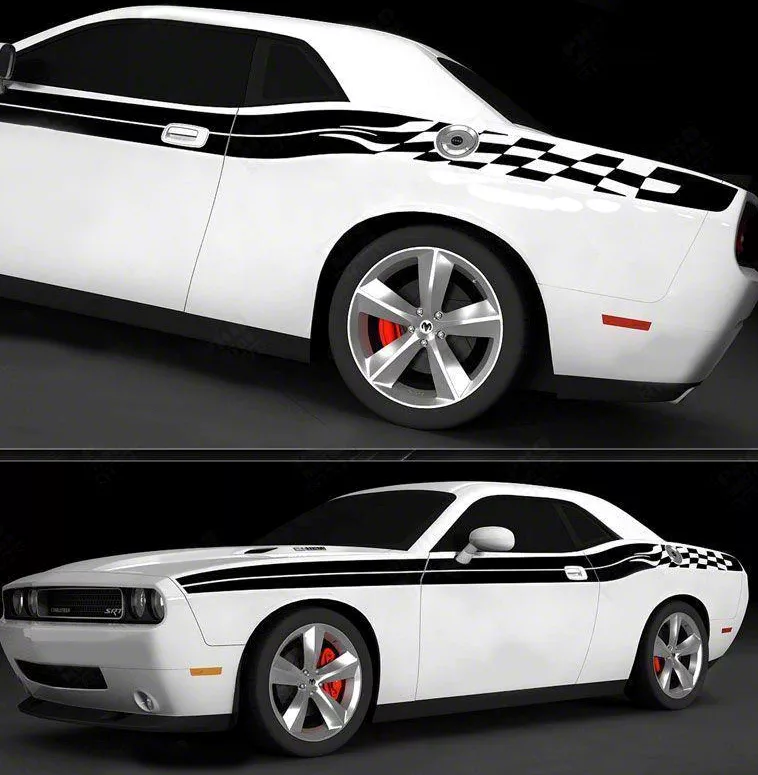 Challenger Solid CUDA Style Side Stripes; Matte Black (19-23
