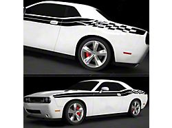 Checkered Side Double Stripes; Matte Black (19-23 Challenger)