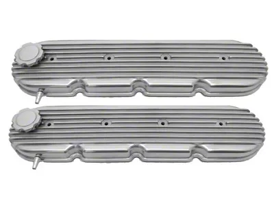Chevy LS Retro Finned Valve Covers; Black (Universal; Some Adaptation May Be Required)