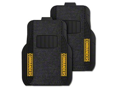 Deluxe Front Floor Mats with Washington Commanders Logo; Black (Universal; Some Adaptation May Be Required)