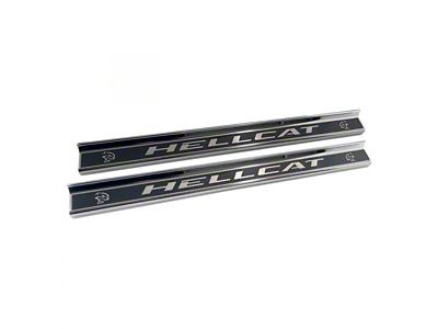 Door Sill Plate Covers; Carbon Fiber Overlay (15-23 Challenger SRT Demon, SRT Hellcat)