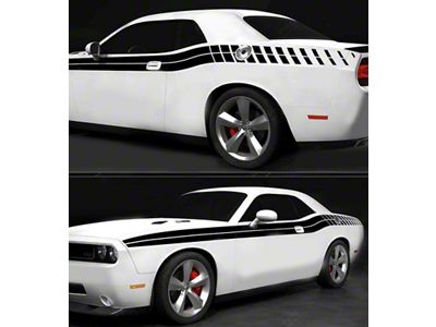 Double Side and Strobe Stripes; Gloss Black (11-14 Challenger)