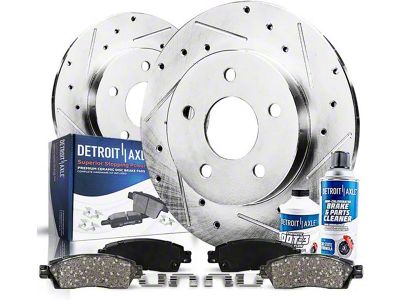 Drilled and Slotted Brake Rotor, Pad, Brake Fluid and Cleaner Kit; Rear (09-20 RWD Challenger SE & SXT w/ Single Piston Front Calipers & Solid Rear Rotors)