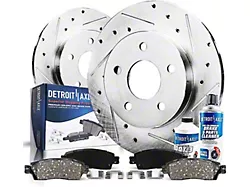 Drilled and Slotted Brake Rotor, Pad, Brake Fluid and Cleaner Kit; Rear (09-20 RWD Challenger SE & SXT w/ Single Piston Front Calipers & Solid Rear Rotors)