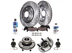 Drilled and Slotted Brake Rotor, Pad, Hub Assembly, Brake Fluid and Cleaner Kit; Front (09-11 Challenger SE w/ Single Piston Front Calipers)