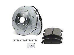 Drilled and Slotted Brake Rotor and Pad Kit; Front (09-20 Challenger R/T w/ Dual Piston Front Calipers)