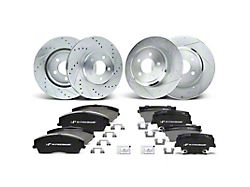 Drilled and Slotted Brake Rotor and Pad Kit; Front and Rear (09-20 RWD Challenger SE & SXT w/ Single Piston Front Calipers)
