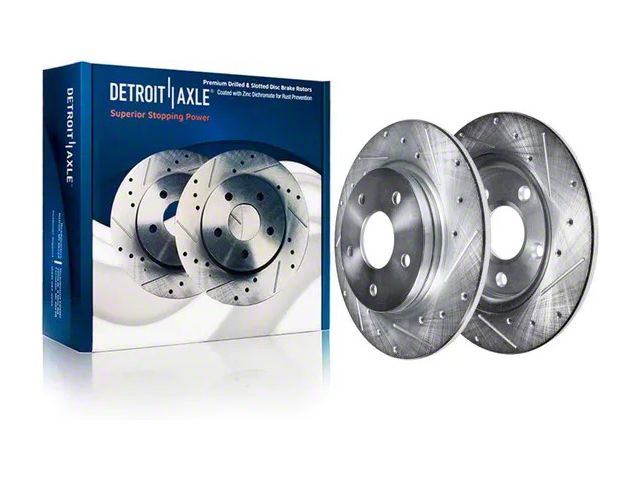 Drilled and Slotted Rotors; Rear Pair (09-20 RWD Challenger SE & SXT w/ Single Piston Front Calipers & Solid Rear Rotors)