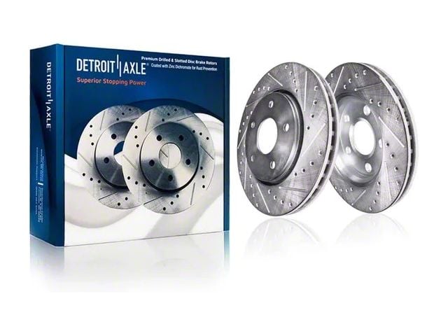 Drilled and Slotted Rotors; Rear Pair (09-20 Challenger GT, R/T, Rallye Redline & SXT w/ Dual Piston Front Calipers & Vented Rear Rotors; 2011 Challenger SE w/ Dual Piston Front Calipers & Vented Rear Rotors)