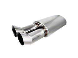 DTM Style Muffler with Dual Polished Tips; 2.50-Inch Inlet/3-Inch Outlet (Universal; Some Adaptation May Be Required)