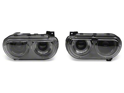 Dual Beam Projector Headlights; Black Housing; Smoked Lens (08-14 Challenger)