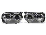Dual Beam Projector Headlights; Black Housing; Smoked Lens (15-23 Challenger w/ Factory LED Headlights)