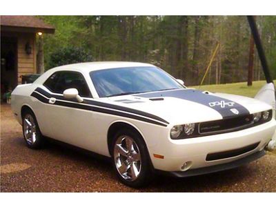 Dual Side Stripes; Gloss Black (08-10 Challenger)