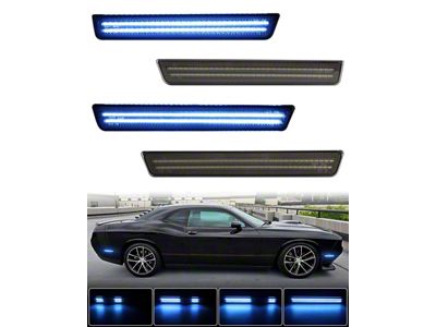 Dynamic LED Side Markers; Blue; Smoked (15-23 Challenger, Excluding Widebody)