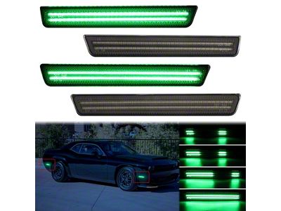 Dynamic LED Side Markers; Green; Smoked (15-23 Challenger, Excluding Widebody)