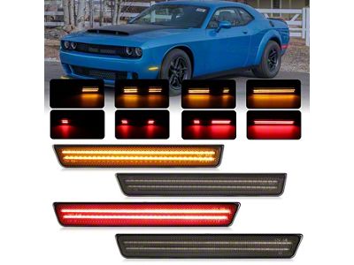 Dynamic LED Side Markers; Red/Amber; Smoked (15-23 Challenger, Excluding Widebody)