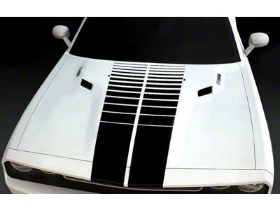 Emblem Hood Strobe Stripes; Gloss Black (15-18 Challenger)