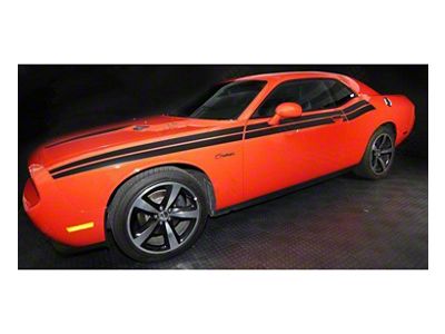 Factory Style Dual Side Stripes; Matte Black (15-18 Challenger)