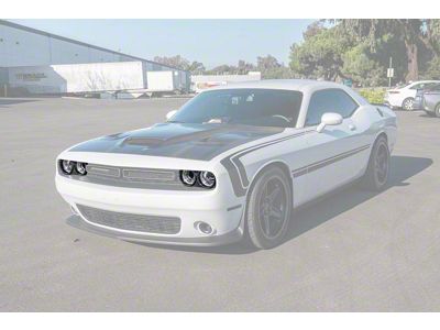 Factory Style Headlight Trim Covers; Carbon Fiber (15-23 Challenger)