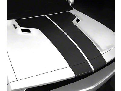 Factory Style Hood Stripes; Gloss Black (15-18 Challenger)