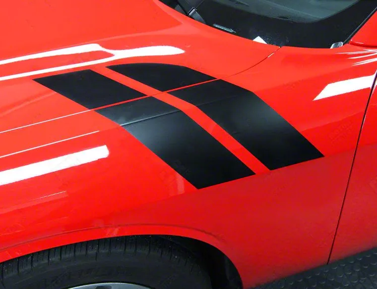 Challenger Fender Hash Side Stripes; Matte Black (15-18 Challenger
